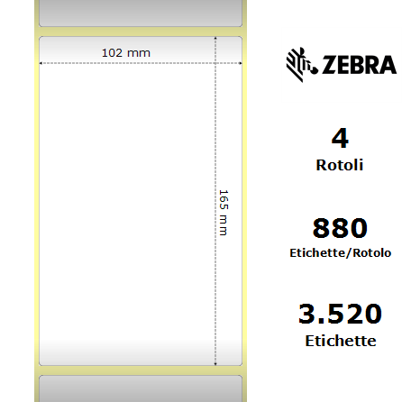 66131 - Etichette Zebra  8000T All Temp Carta