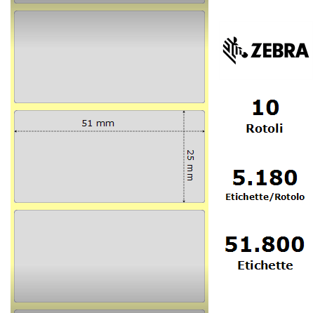 880372-025 - Etichette Zebra Argento Z-Ultimate 3000T Silver