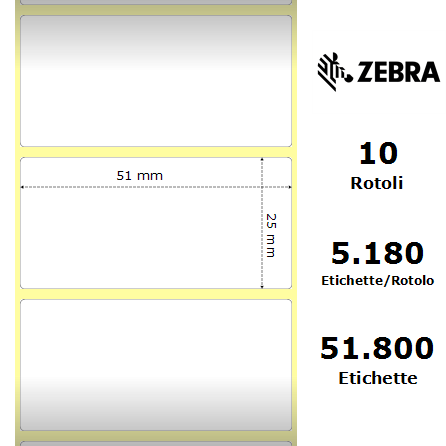 880154-025 - Etichette Zebra  Z-Select 2000D Carta