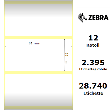3011715 - Etichette Zebra  PolyE 3100T Gloss Polietilene