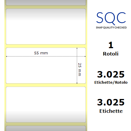 TT055025-PWPC-25/127 - Etichette SQC  S-DESK-PT Carta