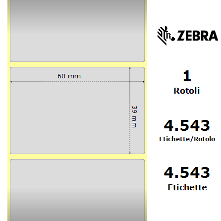 86164/S - Etichette Zebra Argento Z-Ultimate 3000T Silver Poliestere