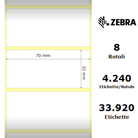 66087 - Etichette Zebra  8000T All Temp Carta