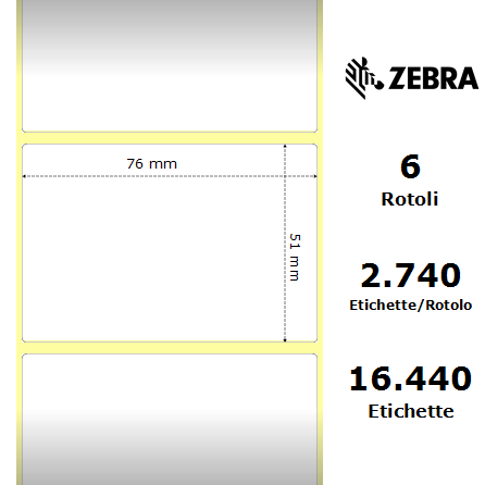 66126 - Etichette Zebra  8000T All Temp Carta